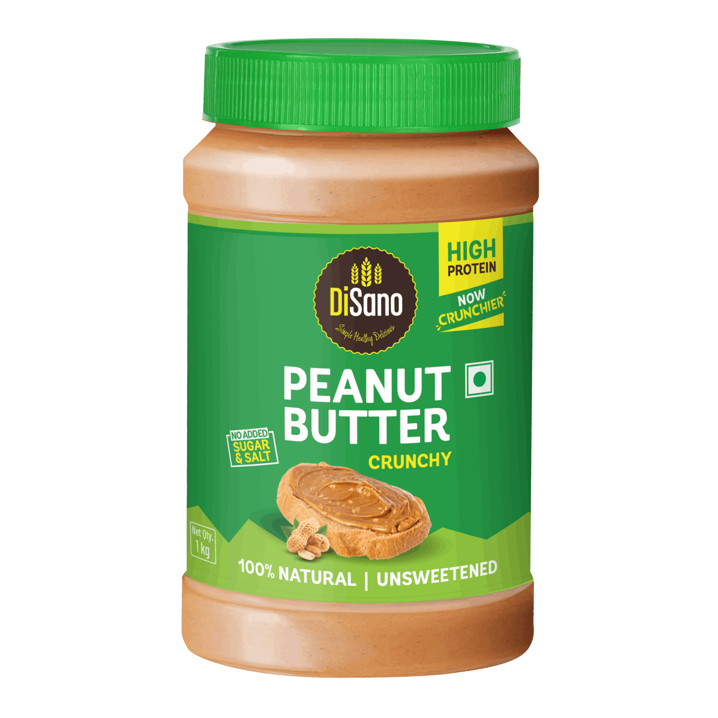 Natural Peanut Butter Crunchy 1Kg, Unsweetened, High Protein Peanut Butter, No Added Sugar Or Salt, Vegan, 100% Roasted Peanut Butter Roasted Peanut Butter