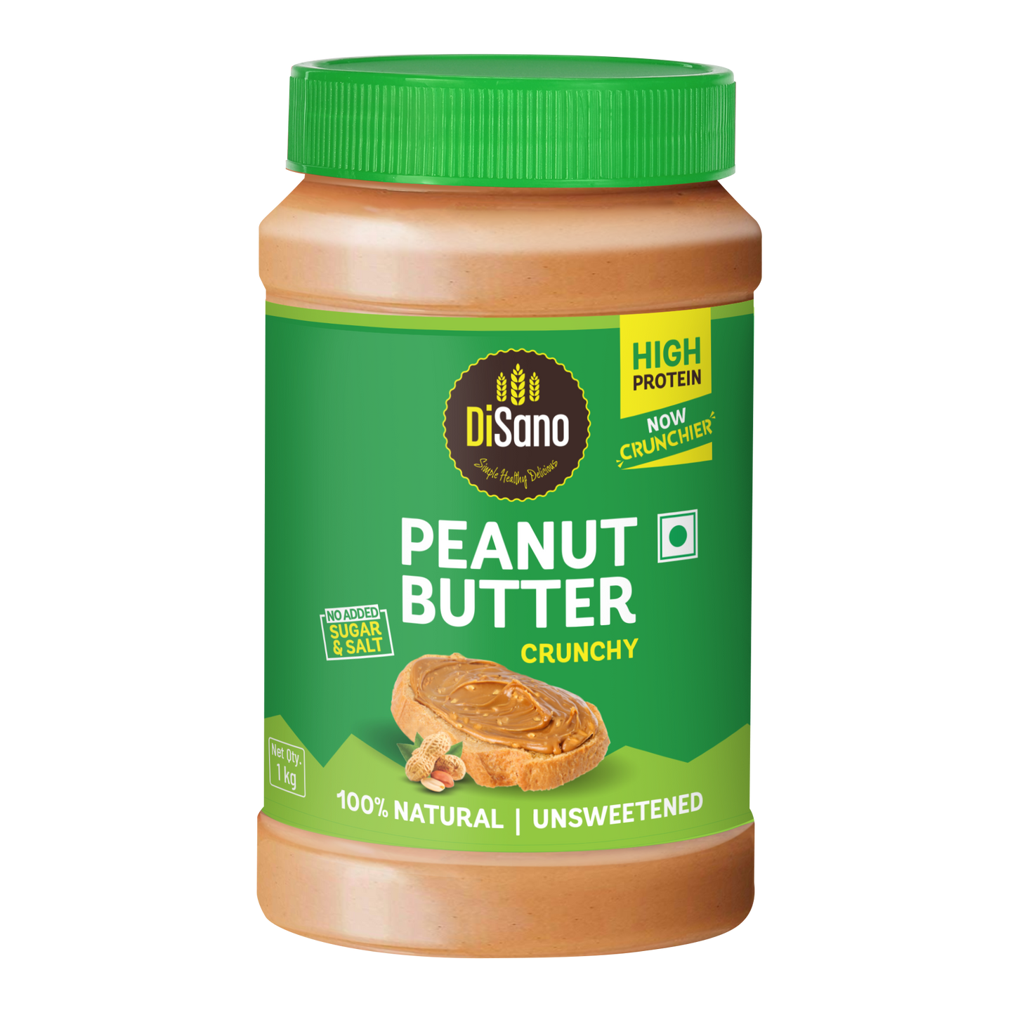Natural Peanut Butter Crunchy 1Kg, Unsweetened, High Protein Peanut Butter, No Added Sugar Or Salt, Vegan, 100% Roasted Peanut Butter Roasted Peanut Butter