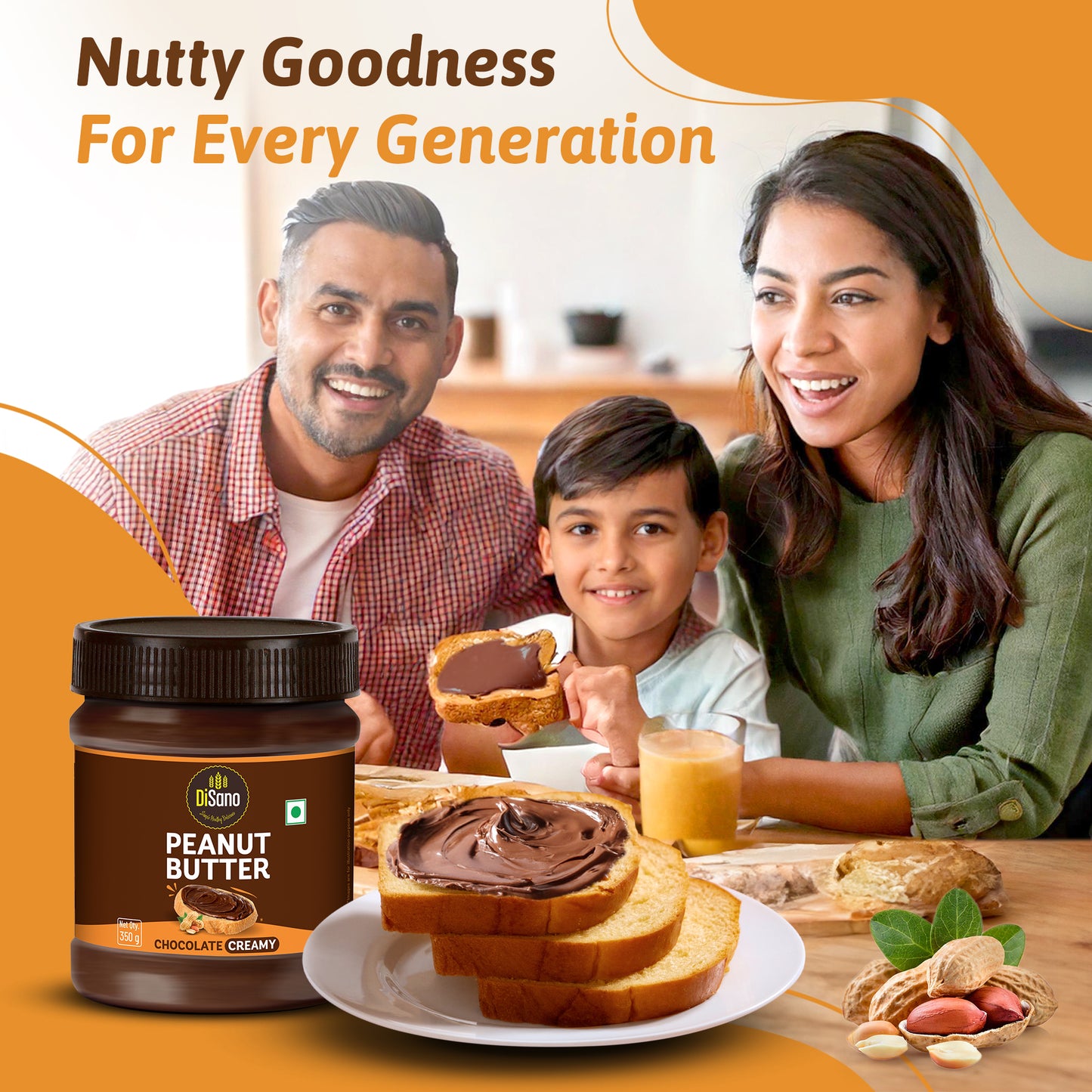 Chocolate Peanut Butter Creamy, 350g, 23g Protein & 6.4g Dietary Fibre, Tasty & Healthy Chocolate Spread for Breakfast & Snacks, Made with Premium Roasted Peanuts, Zero Cholesterol & Trans Fat