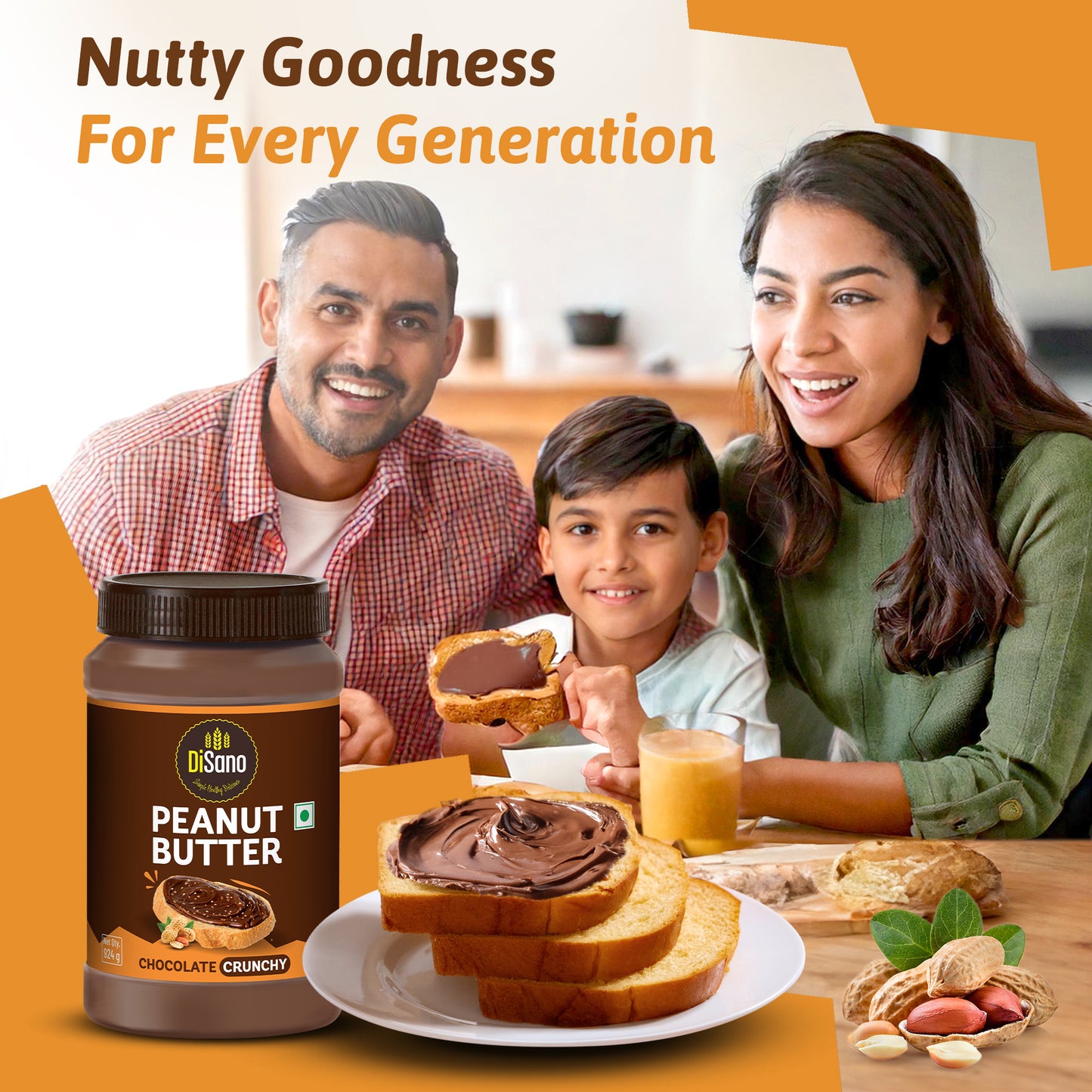 Chocolate Peanut Butter Crunchy, 924g, 23g Protein & 6.4g Dietary Fibre, Tasty & Healthy Chocolate Spread for Breakfast & Snacks, Made with Premium Roasted Peanuts, Zero Cholesterol & Trans Fat