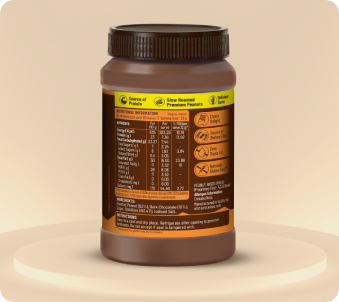 Chocolate Peanut Butter Creamy, 350g, 23g Protein & 6.4g Dietary Fibre, Tasty & Healthy Chocolate Spread for Breakfast & Snacks, Made with Premium Roasted Peanuts, Zero Cholesterol & Trans Fat
