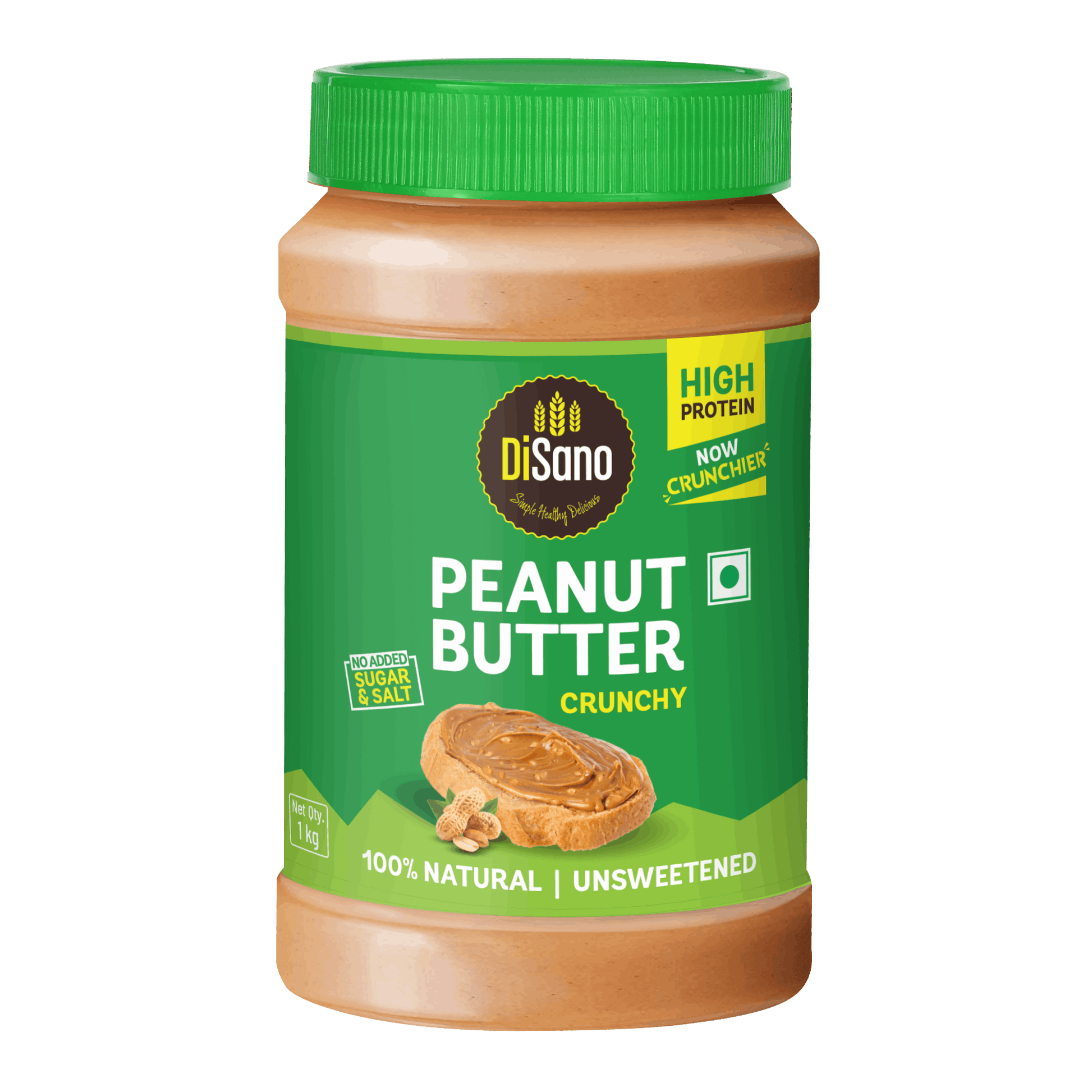 Natural Peanut Butter Crunchy 1Kg, Unsweetened, High Protein Peanut Butter, No Added Sugar Or Salt, Vegan, 100% Roasted Peanut Butter Roasted Peanut Butter