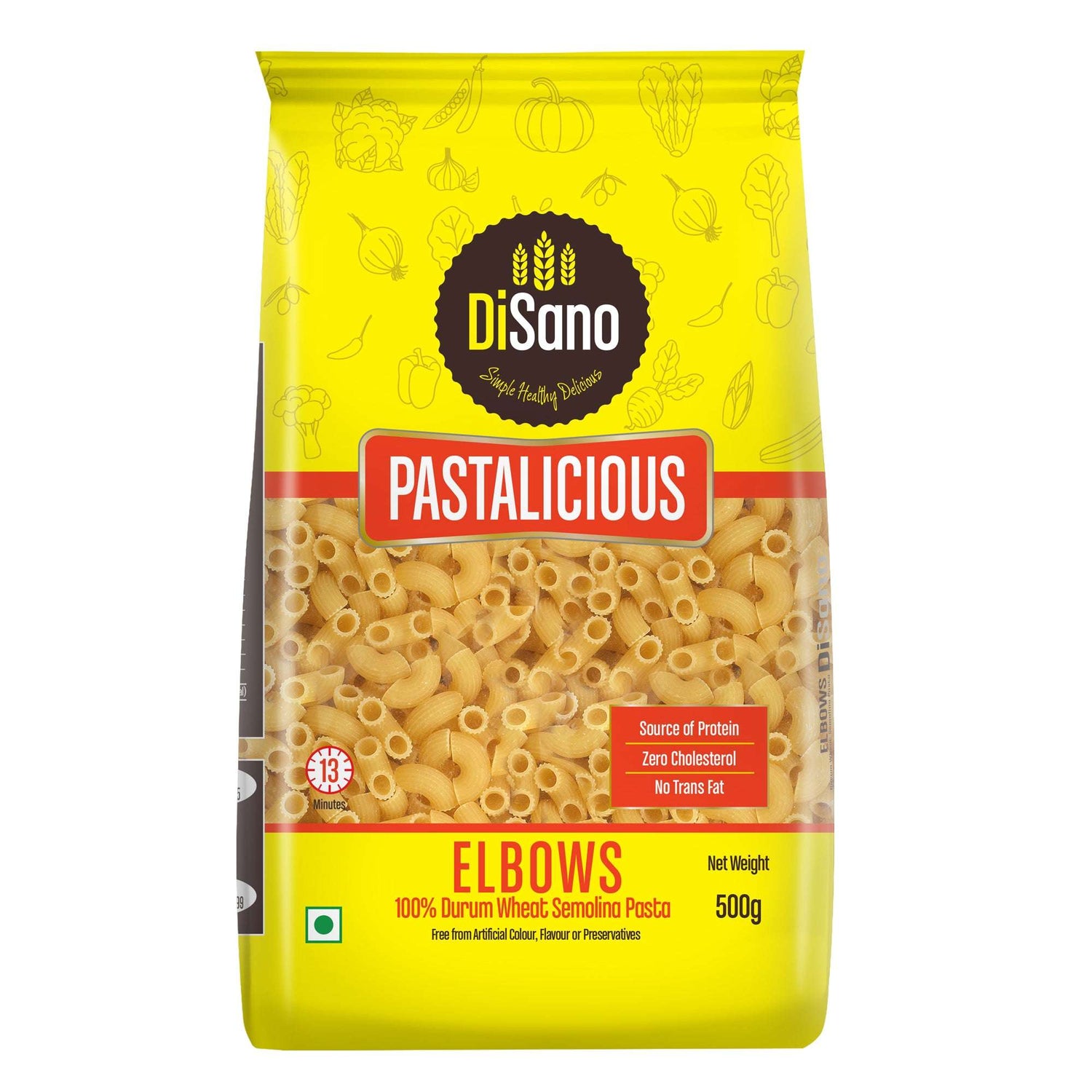DiSano Pastalicious 100% Durum Wheat Macaroni Pasta, Elbows, 500g