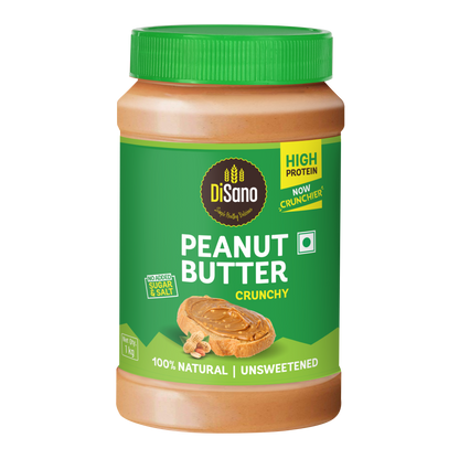 Natural Peanut Butter Crunchy 1Kg, Unsweetened, High Protein Peanut Butter, No Added Sugar Or Salt, Vegan, 100% Roasted Peanut Butter Roasted Peanut Butter