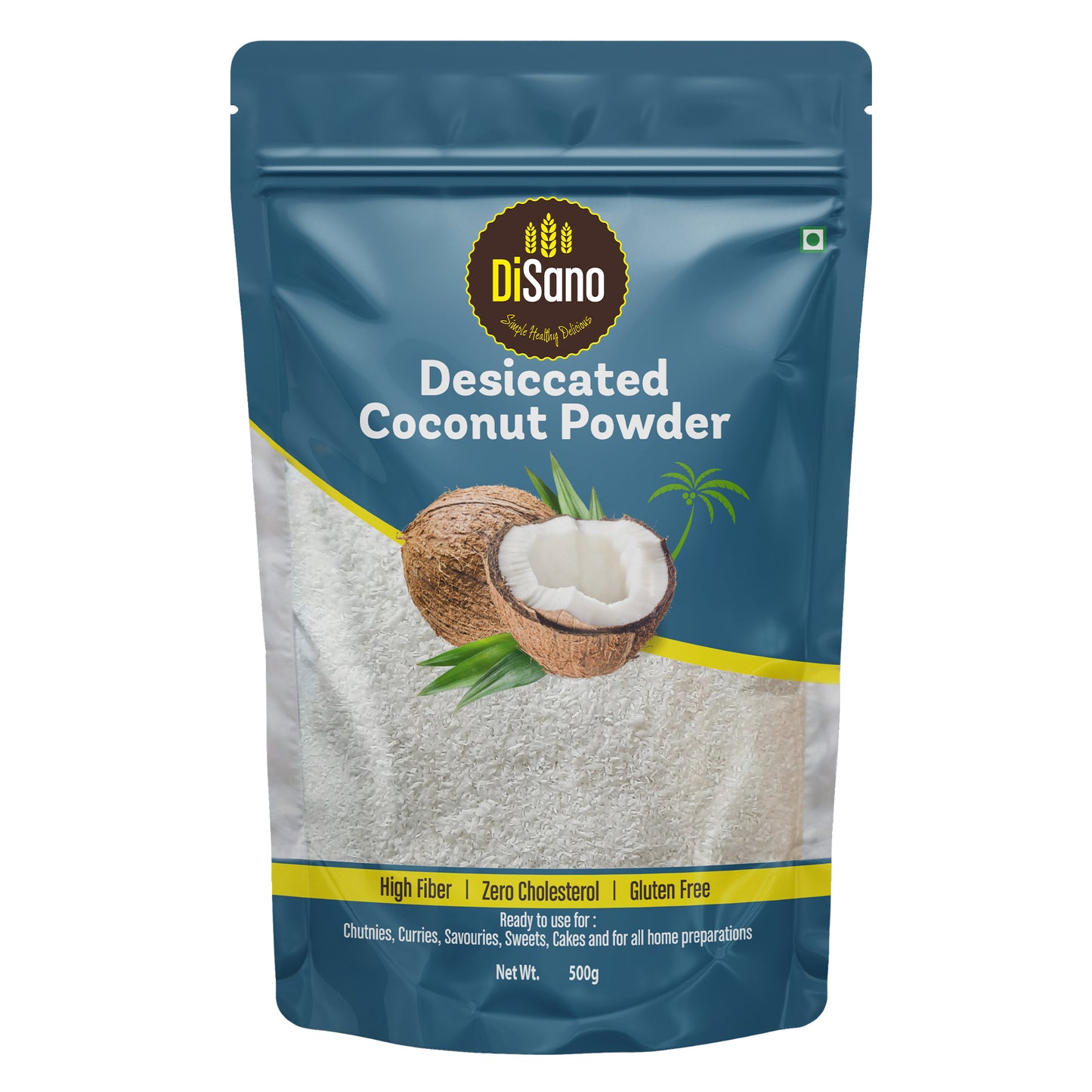 DiSano Desiccated Coconut Powder, No added Sugar or Flavour, 500g