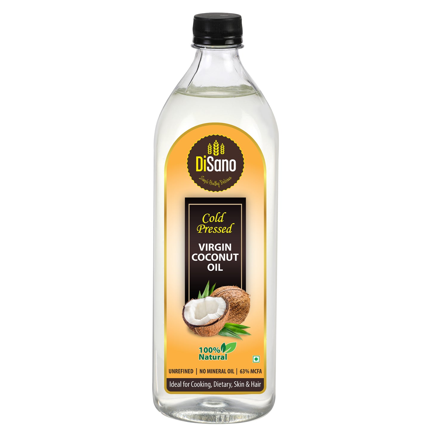 DiSano Cold Pressed Virgin Coconut Oil Bottle, 1L