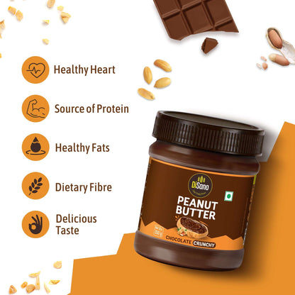 Chocolate Peanut Butter Crunchy, 350g, 23g Protein & 6.4g Dietary Fibre, Tasty & Healthy Chocolate Spread for Breakfast & Snacks, Made with Premium Roasted Peanuts, Zero Cholesterol & Trans Fat