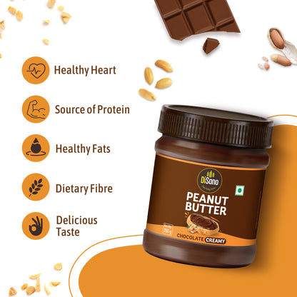 Chocolate Peanut Butter Creamy, 350g, 23g Protein & 6.4g Dietary Fibre, Tasty & Healthy Chocolate Spread for Breakfast & Snacks, Made with Premium Roasted Peanuts, Zero Cholesterol & Trans Fat