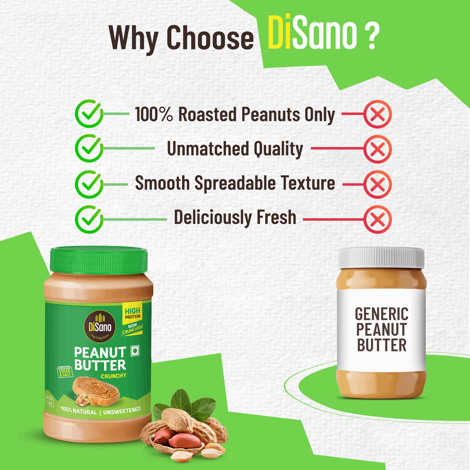 Natural Peanut Butter Crunchy 1Kg, Unsweetened, High Protein Peanut Butter, No Added Sugar Or Salt, Vegan, 100% Roasted Peanut Butter Roasted Peanut Butter