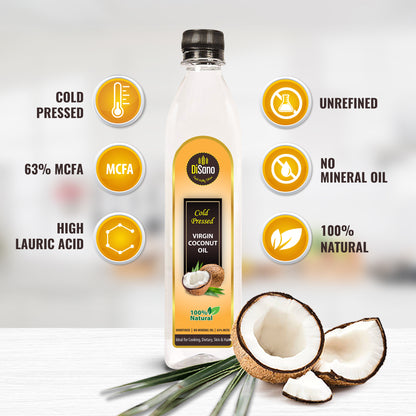 DiSano Cold Pressed Virgin Coconut Oil Bottle, 1L