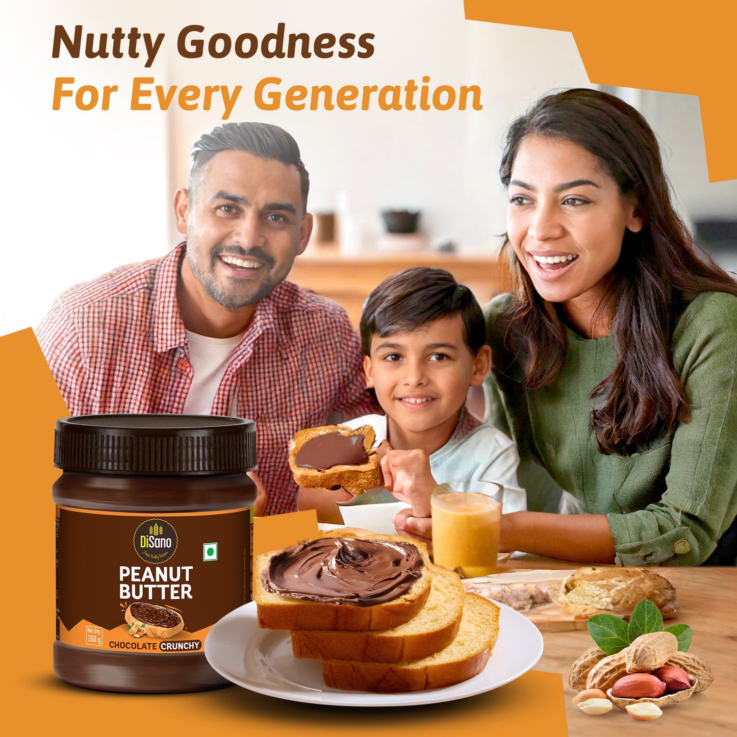 Chocolate Peanut Butter Crunchy, 350g, 23g Protein & 6.4g Dietary Fibre, Tasty & Healthy Chocolate Spread for Breakfast & Snacks, Made with Premium Roasted Peanuts, Zero Cholesterol & Trans Fat