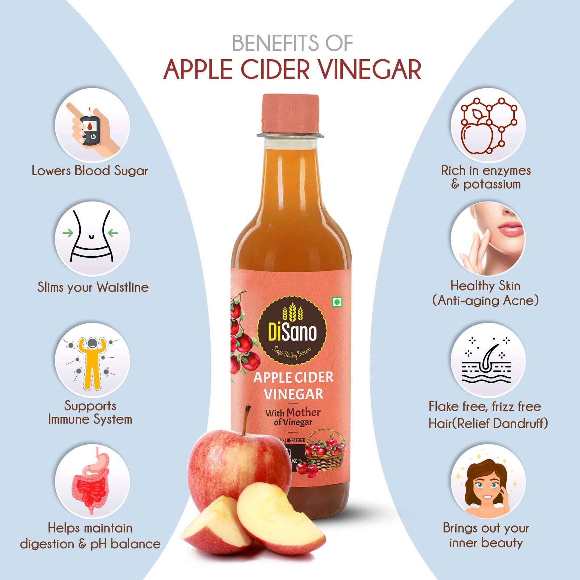 DiSano Apple Cider Vinegar with Mother, Raw, Unfiltered, Undiluted - 500ml