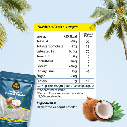 DiSano Desiccated Coconut Powder, No added Sugar or Flavour, 500g