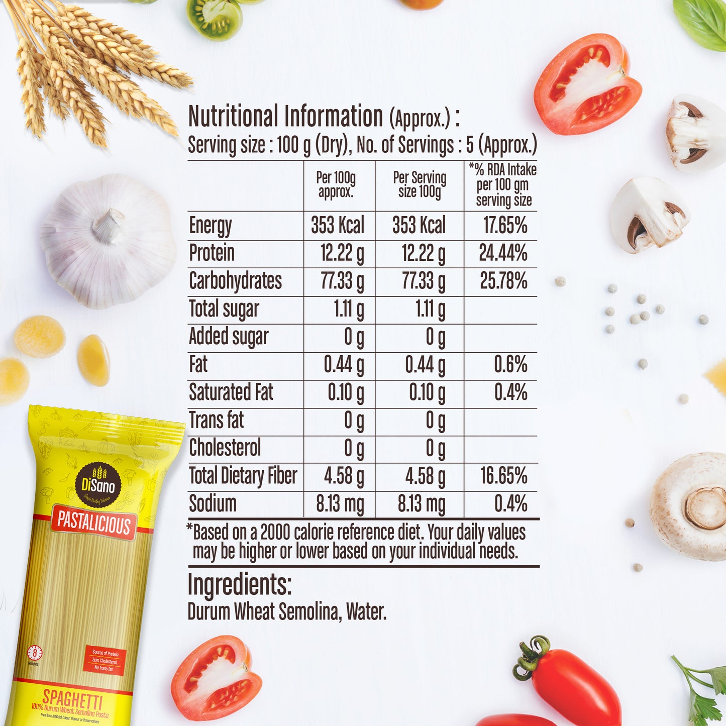 DiSano Pastalicious 100% Durum Wheat Spaghitti Pasta, 500g