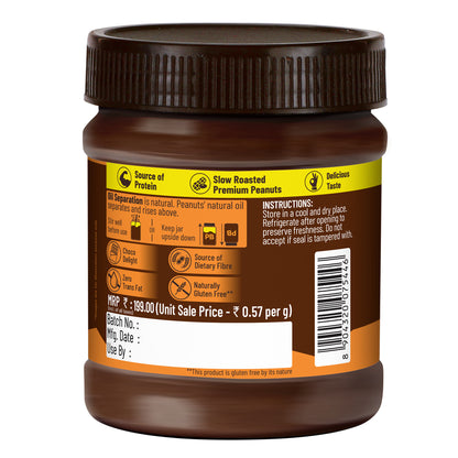 Chocolate Peanut Butter Crunchy, 350g, 23g Protein & 6.4g Dietary Fibre, Tasty & Healthy Chocolate Spread for Breakfast & Snacks, Made with Premium Roasted Peanuts, Zero Cholesterol & Trans Fat