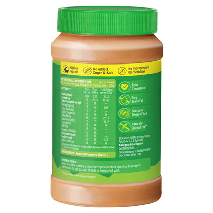 Natural Peanut Butter Crunchy 1Kg, Unsweetened, High Protein Peanut Butter, No Added Sugar Or Salt, Vegan, 100% Roasted Peanut Butter Roasted Peanut Butter