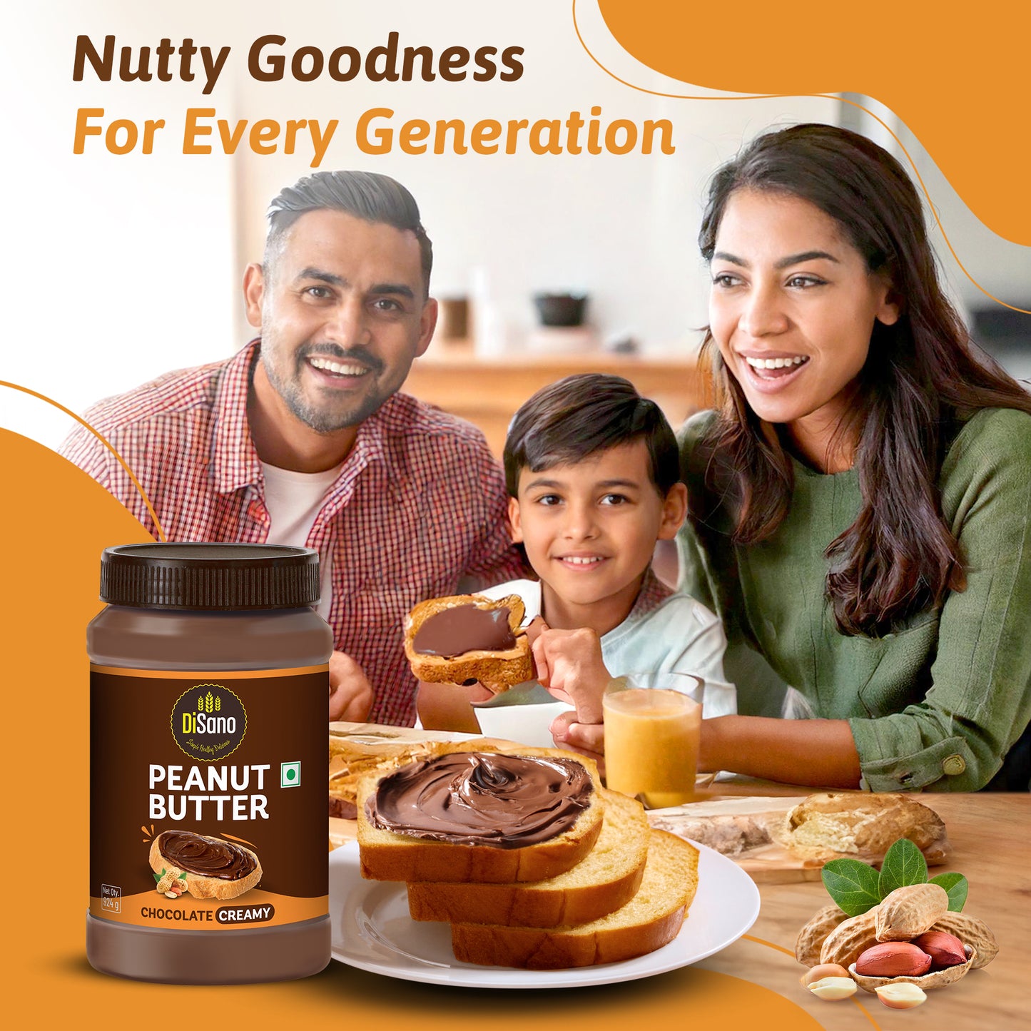 Chocolate Peanut Butter Creamy, 924g, 23g Protein & 6.4g Dietary Fibre, Tasty & Healthy Chocolate Spread for Breakfast & Snacks, Made with Premium Roasted Peanuts, Zero Cholesterol & Trans Fat
