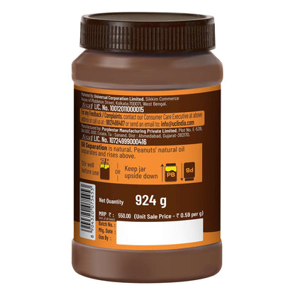 Chocolate Peanut Butter Creamy, 924g, 23g Protein & 6.4g Dietary Fibre, Tasty & Healthy Chocolate Spread for Breakfast & Snacks, Made with Premium Roasted Peanuts, Zero Cholesterol & Trans Fat