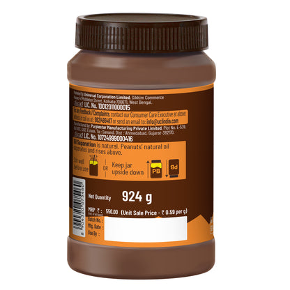 Chocolate Peanut Butter Crunchy, 924g, 23g Protein & 6.4g Dietary Fibre, Tasty & Healthy Chocolate Spread for Breakfast & Snacks, Made with Premium Roasted Peanuts, Zero Cholesterol & Trans Fat